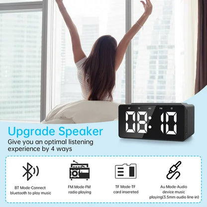 Alarm Clock Radio Wireless Charging & USB Port Bluetooth Speaker LED Display
