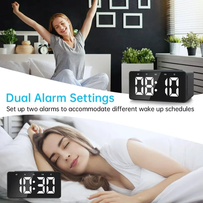 Alarm Clock Radio Wireless Charging & USB Port Bluetooth Speaker LED Display