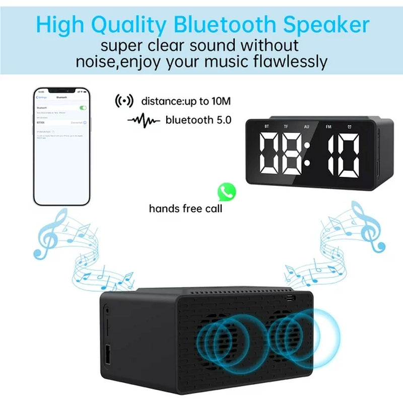 Alarm Clock Radio Wireless Charging & USB Port Bluetooth Speaker LED Display